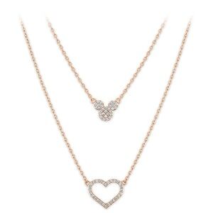 Disney double layered heart necklace rose gold layer preloved hearts heart